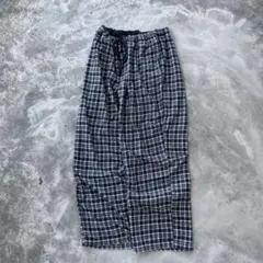チェックパンツ パジャマパンツ ワイド イージー ネル 古着