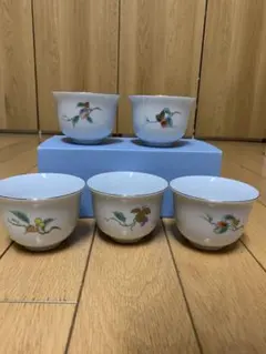 花柄陶器湯飲み　5個セット