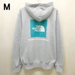 ザ ノースフェイス ボックスロゴ パーカー プルオーバーフーディ M 灰緑