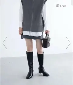 evol スクエア6.5cmヒールロングブーツ