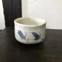 美品　焼物　茶器　茶道具　抹茶碗　山炭　桔梗の絵柄が上品な　碗　直径11.4