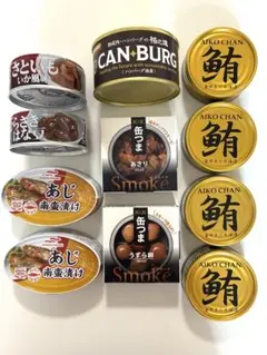 格之進ハンバーグ　缶つま　あいこちゃん金のまぐろ　あじ南蛮漬け他　缶詰11缶のサムネイル