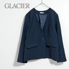 ★グラシア★ノーカラージャケット ネイビー 上品 ビジネス フォーマルカジュアル