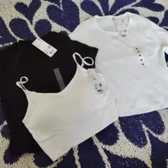 UNIQLO　リブ　クロップドTシャツ　ブラトップ　3点セットのサムネイル