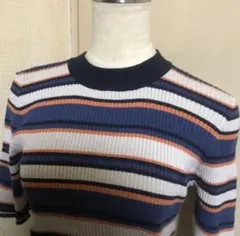 AZUL bymoussy アズール マルチボーダーニット 半袖