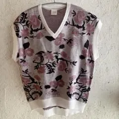ビュルデサボン bulle de savon 花柄Vネッ ニットベスト