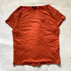 コムサイズム Tシャツ シンプル 胸ポケット Uネック コットン オレンジ M