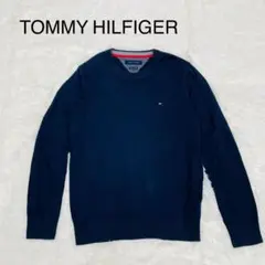 トミーヒルフィガー ネイビー セーター M 薄手 メンズ コットン ワンポイント