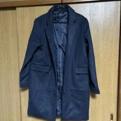 ネイビー チェスターコート ウール風