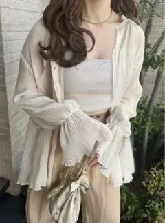 【GRL】グレイル　楊柳シフォンキャンディスリーブブラウス[dk1113]