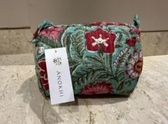 ANOKHI アノーキ ブロックプリント ポーチS インド直輸入 手提げ袋付
