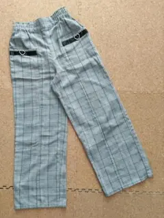 匿名☆チェック柄150センチ女の子ボトムスロングパンツ、長ズボン、グレーピンク黒