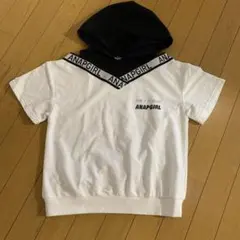 ANAPGIRL フード付きトップス ホワイト/ブラック