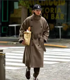 EMMA CLOTHESオーバーサイズメルトンダブルヨークラグラントレンチコート