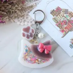 【匿名配送】 * チョコ ミルク * ねこシェイカーキーホルダー 送料込み 白猫