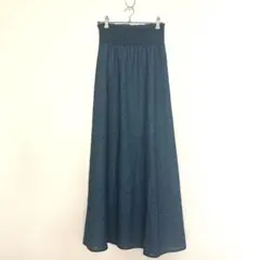 アーバンリサーチ　青系レオパード柄ロングスカート　フリー　ウエスト総ゴム