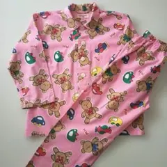 MIKI HOUSE クマと車総柄 パジャマ 120　日本製　ピンク