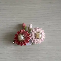 つまみ細工 花ブローチ＆ヘアクリップ 2WAY ハンドメイド 和風アクセサリー