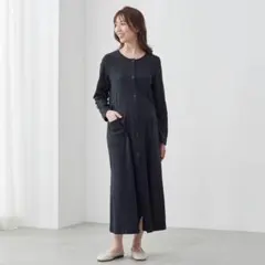 マタニティ 2WAY ワンピース パジャマ ブラック ロンパース 黒