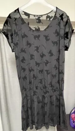 ヒステリックグラマー　猫柄ショート丈半袖ワンピース