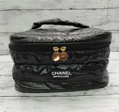 シャネル 化粧ポーチ 大きめ 旅行 ポーチ ブラック 大容量◇