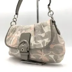 コーチ シグネチャー ハンドバッグ ピンク系 キャンバス y2k