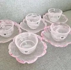 月夜野工房 うらら ガラス食器セット 小皿5枚 冷茶グラス5個 新品 箱あり 桜