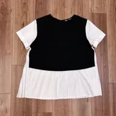 ZARA プリーツ 異素材 トップス M チュニック モノトーンのサムネイル