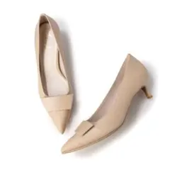 ベージュ ポインテッドトゥ パンプス 5cm ヒール