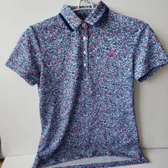 23区GOLF　LIBERTY　ピンクブルードット柄ポロシャツ