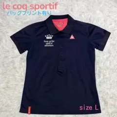 ルコックゴルフ レディース 半袖ポロシャツ L ネイビー バックプリントのサムネイル