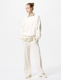 UNIQLO ユニクロ　ウォッシャブルニットリブパンツ丈長めL