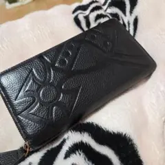 ヴィヴィアンブラックレザー長財布