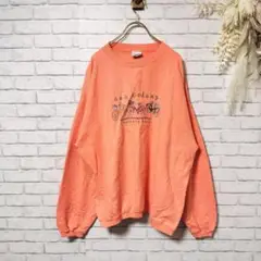 【US古着】CYRK 長袖トレーナー 自転車刺繍 オレンジ ヴィンテージ L