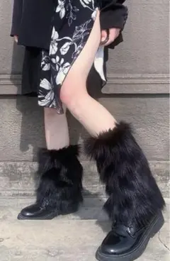 黒ファーレッグウォーマー うさぎ/バニーガール/コスチューム/コスプレ