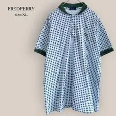 フレッドペリーFREDPERRY半袖ポロシャツ　ロゴ刺繍　メンズ　総柄　XLのサムネイル