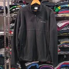 コロンビア ロゴ刺繍 フリースジャケット 黒色