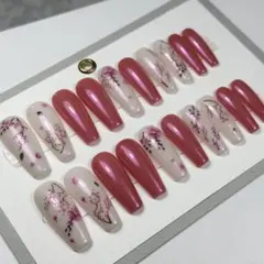 ハンドメイド ネイルチップ 桜 ピンク 20個セット