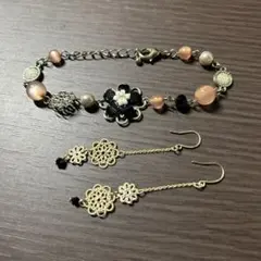 花モチーフ ブレスレット＆ピアス