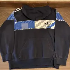 adidas 青系幾何学模様 フード付きパーカー L