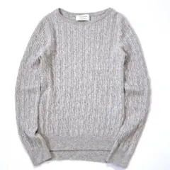 グリーンレーベルリラクシング　カシミヤ100　クルーネックケーブルニット　グレー