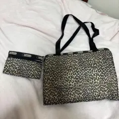 LeSportsac ヒョウ柄 トートバッグ ポーチ付き