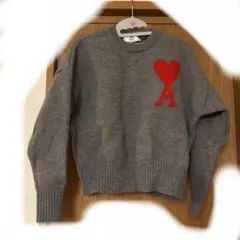 美品 Ami Paris アミパリス ハートロゴ セーター ブラウン Sサイズ
