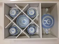 未使用　中国茶器 景徳鎮 茶器セット 蛍焼　蛍焼き 急須 湯呑 茶器 中国景徳鎮