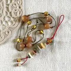 天然石　ストラップ　ビーズ　ハンドメイド素材　アクセサリーパーツ