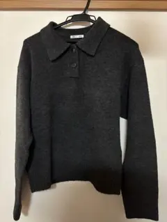 GU パフニットポロシャツ ダークグレー Mサイズ