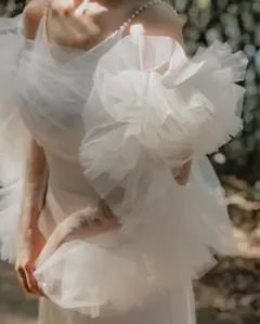 ウェディングドレス　ボレロ　チュール　アームカバー下着　ヌーブラ　セット