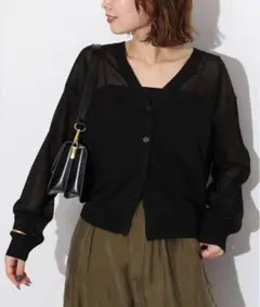 SLOBE IENA ブラックカーディガン 長袖のサムネイル