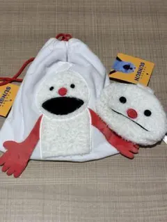 パペットスンスン ノンノン ダイカットポーチ ふわふわ巾着 サンキューマート