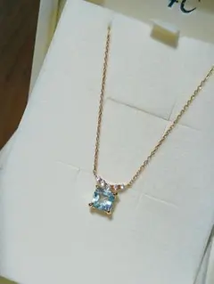 【無さまご成約済】4℃◇K18◇アクアマリン◇ダイヤモンド◇スクエアカットのサムネイル